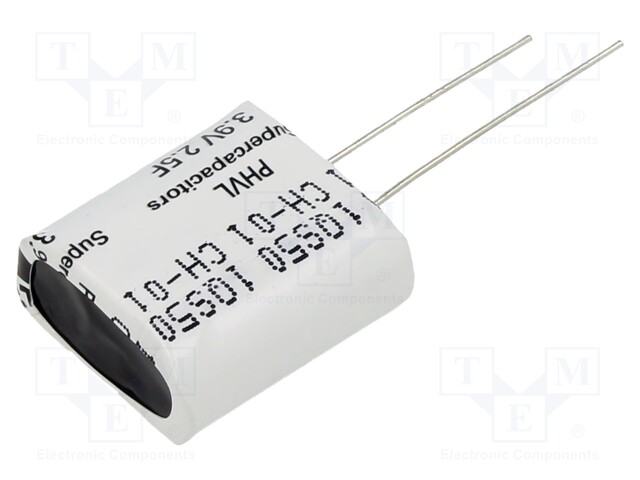 Supercapacitor; THT; 2.5F; 3.9VDC; -10÷30%; Body dim: 11x21.3x23mm