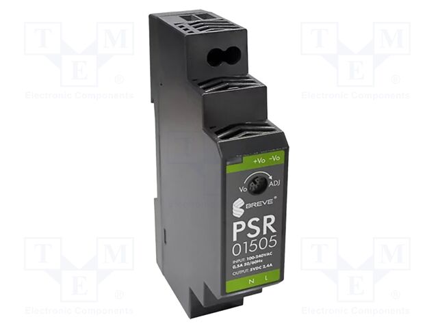 Power supply: switched-mode; for DIN rail; 12W; 5VDC; 2.4A; IP20