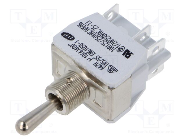 Switch: toggle; Pos: 3; DP3T; (ON)-OFF-(ON); 10A/250VAC; 5A/25VDC