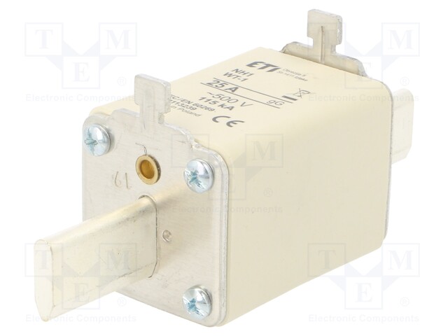 Fuse: fuse; gG; 25A; 500VAC; ceramic,industrial; NH1; WT-NH