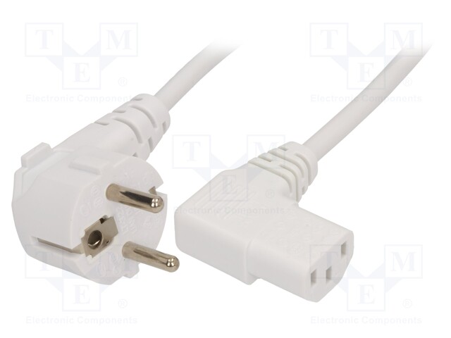 Cable; CEE 7/7 (E/F) plug angled,IEC C13 female 90°; 1.8m; PVC