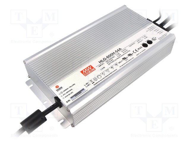 Power supply: switched-mode; LED; 604.8W; 54VDC; 45.9÷56.7VDC