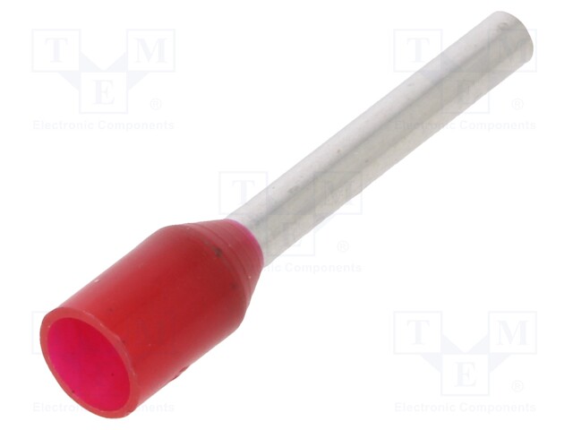 Tip: bootlace ferrule; insulated; 1mm2; 12mm; tinned; crimped; red