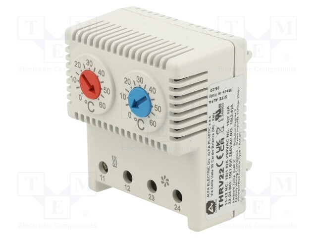 Sensor: thermostat; NC + NO; 10A; 250VAC; screw terminals; IP20