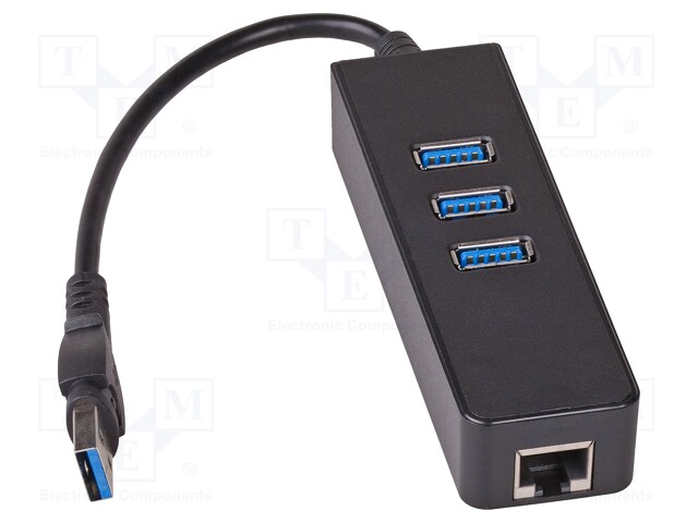 USB to Fast Ethernet adapter with USB hub; USB 3.0; 0.15m
