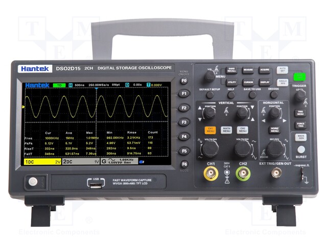 Oscilloscope: digital; DSO; Channels: 2; 100MHz; 1Gsps; 4Mpts/ch