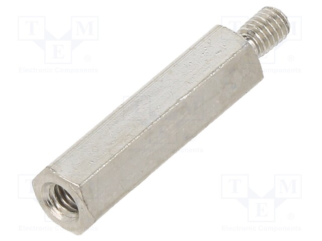 Screwed spacer sleeve; 20mm; Int.thread: M3; Ext.thread: M3; brass