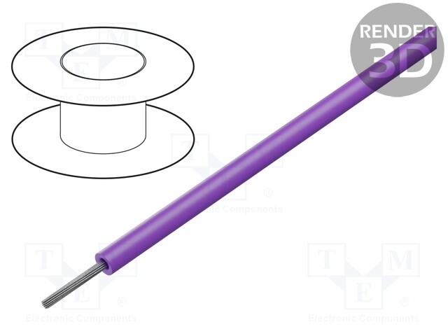 Wire; HookUp Wire PVC; stranded; Cu; 18AWG; violet; PVC; 300V; 30.5m
