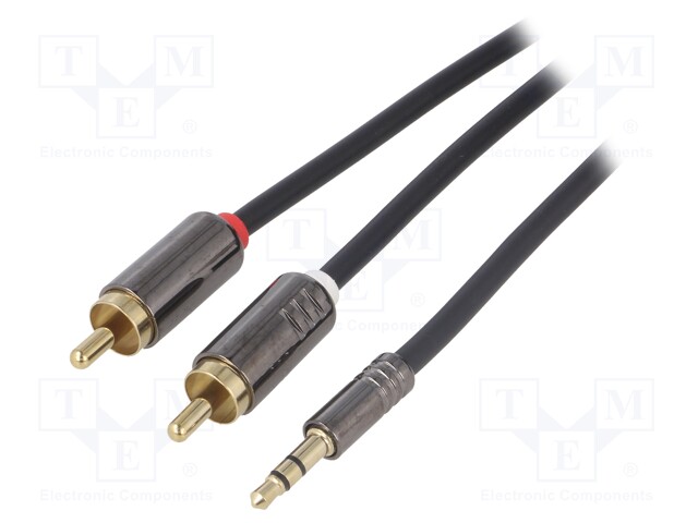 Aux adapter; RCA; gold-plated; RCA plug x2,Jack 3.5mm 3pin plug