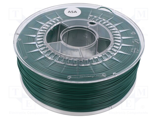 Filament: ASA; 1.75mm; race green; 230÷240°C; 1kg; soluble