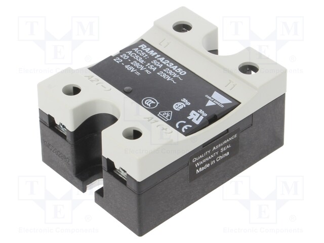 Relay: solid state; Ucntrl: 22÷48VDC; Ucntrl: 20÷280VAC; 50A