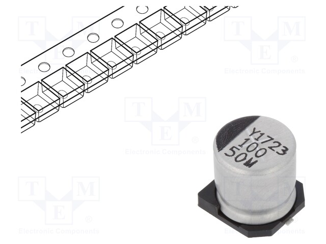 Capacitor: electrolytic; SMD; 100uF; 50VDC; Ø10x10mm; ±20%; 5000h