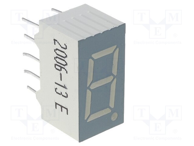 Display: LED; single 7-segment; 9.14mm; red; 0.3-0.7mcd; anode