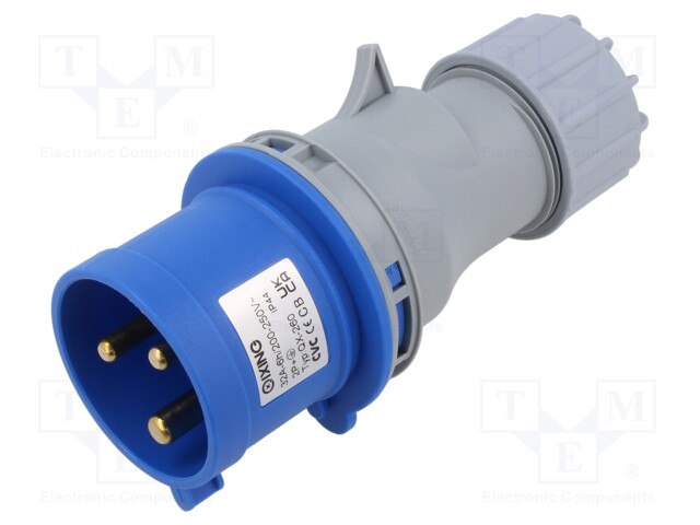 Connector: AC supply; plug; male; 32A; IEC 60309; IP44; PIN: 3E-12