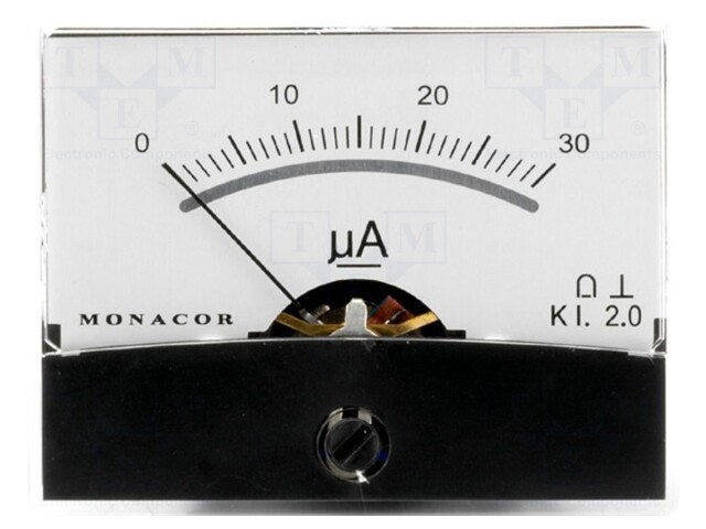 Ammeter; analogue; on panel; I DC: 0÷30uA; Class: 2; 60.3x46.3x39mm