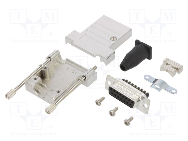 D-Sub; PIN: 15; female; shielded,with strain relief; straight