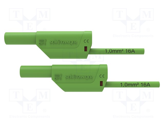 Test lead; 16A; banana plug 4mm,both sides; Urated: 1kV; Len: 2m