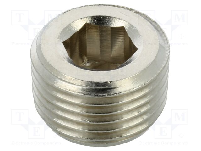 Accessories: screw plug; R 1/2" external; nickel plated brass