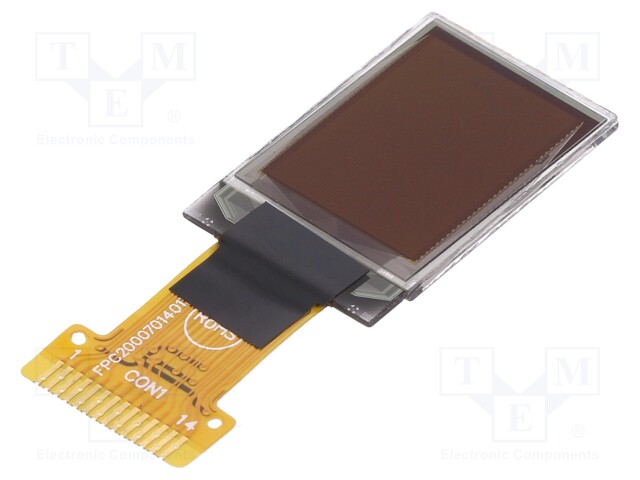 Display: OLED; graphical; 0.71"; 48x64; Dim: 13.9x22x1.3mm; yellow