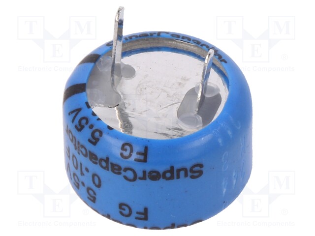 Capacitor: electrolytic; 0.1F; 5.5VDC; ESR: 100Ω; THT; -20÷+80%