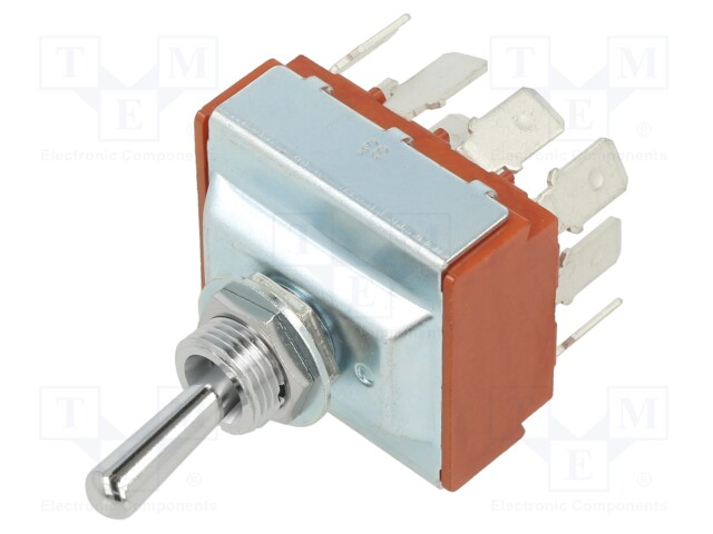 Switch: toggle; Pos: 2; 4PDT; ON-ON; 9A/250VAC; 20A/30VDC; -10÷70°C