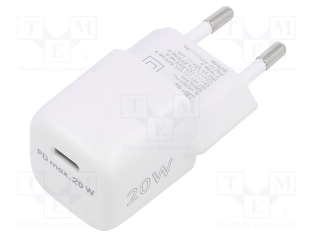 Power supply: switched-mode; plug; 20W; Plug: EU; Usup: 110÷240VAC
