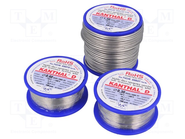 Resistance wire; 10.7Ω/m; -100÷1300°C; Øout: 0.4mm; FeCrAl; 0,1kg