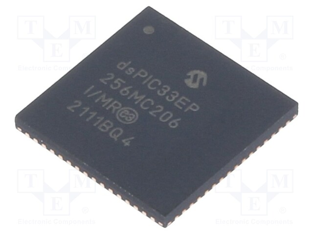 DsPIC microcontroller; SRAM: 32kB; Memory: 256kB; QFN64; 0.5mm