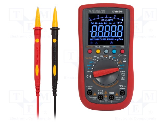 Digital multimeter; LCD 3,5 digit (6000); True RMS AC