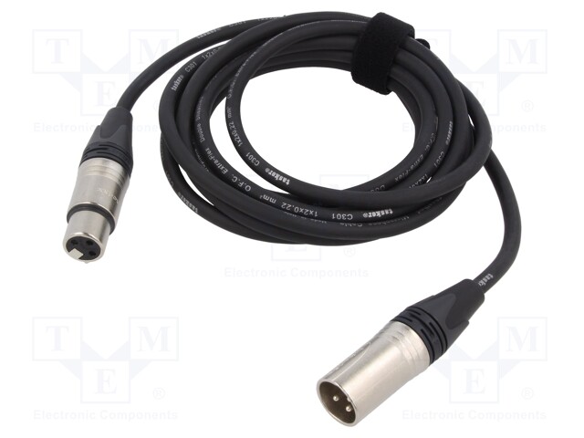 Cable; XLR male 3pin,XLR female 3pin; 6m; black; Øcable: 6mm; PVC