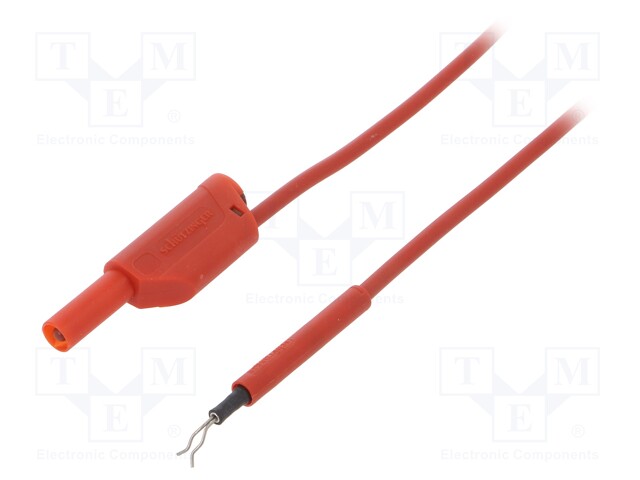 Test lead; PVC; 1m; red; 19A; Structure: 4mm banana plug-probe tip