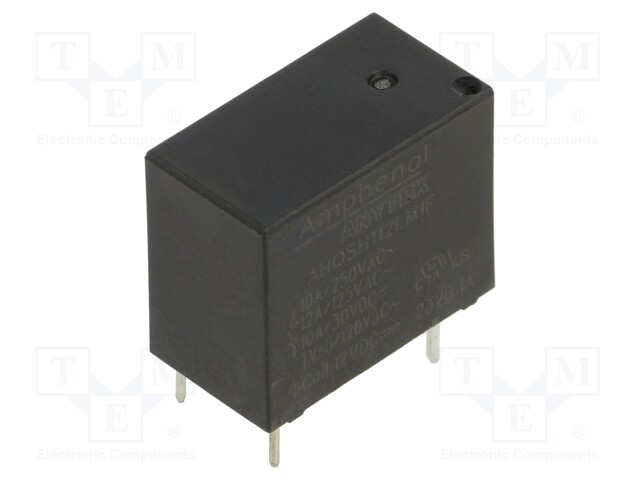 Relay: electromagnetic; SPST-NO; Ucoil: 12VDC; 10A; 10A/250VAC