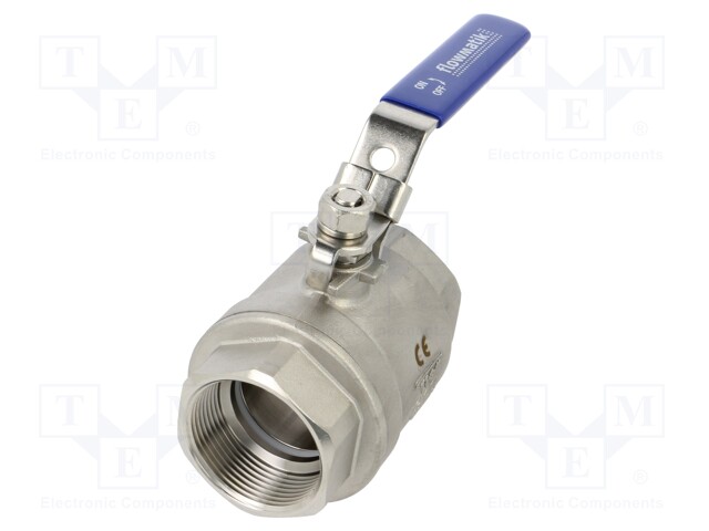 Ball valve; acid resistant steel AISI 316; PTFE; A: 98mm; B: 90mm