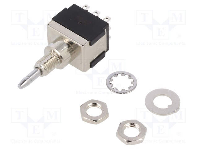Switch: push-button; Pos: 2; 3PDT; 6A/125VAC; 6A/6VDC; ON-ON; round
