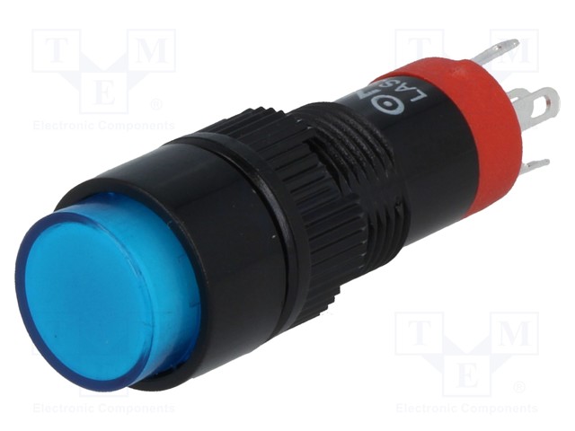 Switch: push-button; Pos: 2; SPDT; 0.5A/250VAC; 1A/24VDC; blue; none