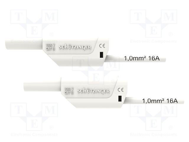 Test lead; 16A; banana plug 4mm,both sides; Urated: 1kV; Len: 0.5m