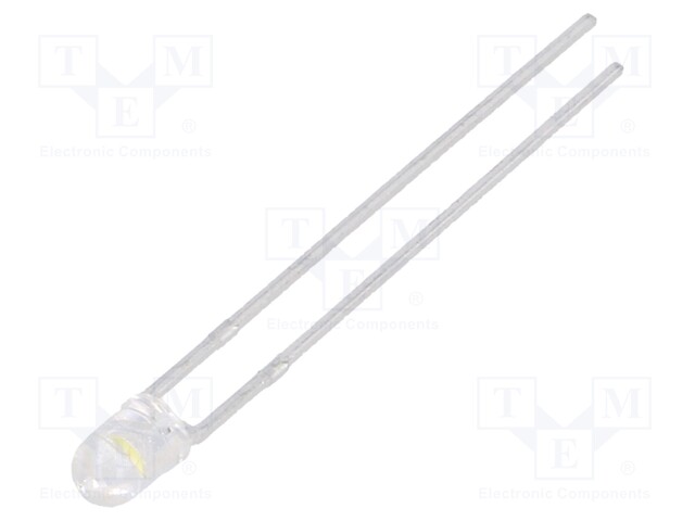 LED; 3mm; white cold; 45°; Front: convex; Pitch: 2.54mm