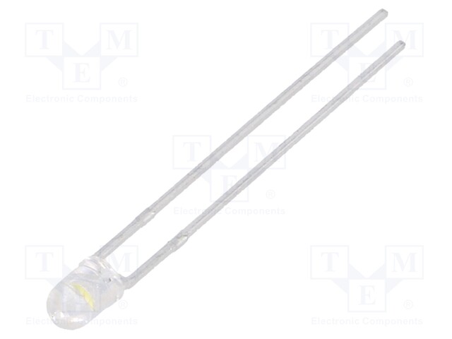 LED; 3mm; white cold; 45°; Front: convex; Pitch: 2.54mm