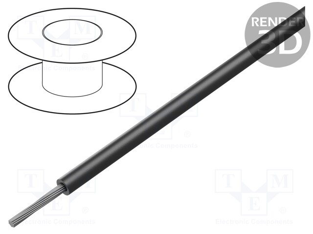Wire; SiF; 1x25mm2; stranded; Cu; silicone; black; -60÷180°C