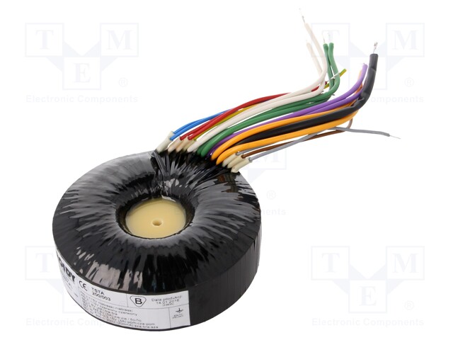 Transformer: toroidal audio; 200VA; 115/115VAC; 300÷300V; 5V; 4A