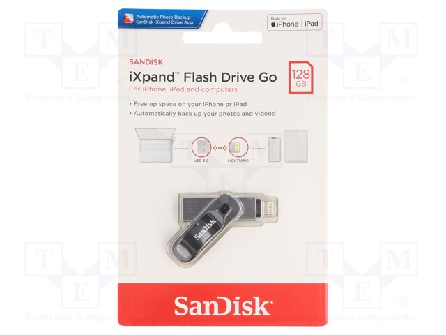 Pendrive; USB 3.0; 128GB; Apple Lightning plug,USB A; iXpand