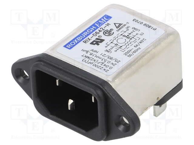 Connector: AC supply; socket; male; 6A; 250VAC; IEC 60320; -25÷85°C