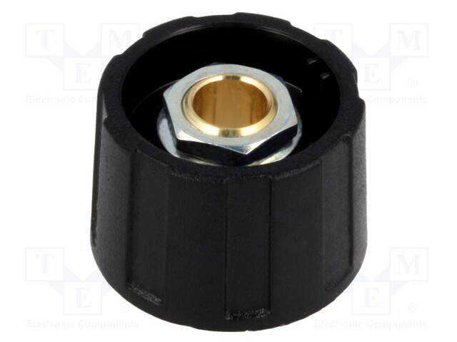 Knob; without pointer; ABS; Shaft d: 6mm; Ø23x15.5mm; black