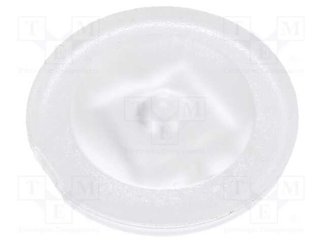 LED lens; round; Mat: PMMA plexiglass; transparent; Mounting: glue