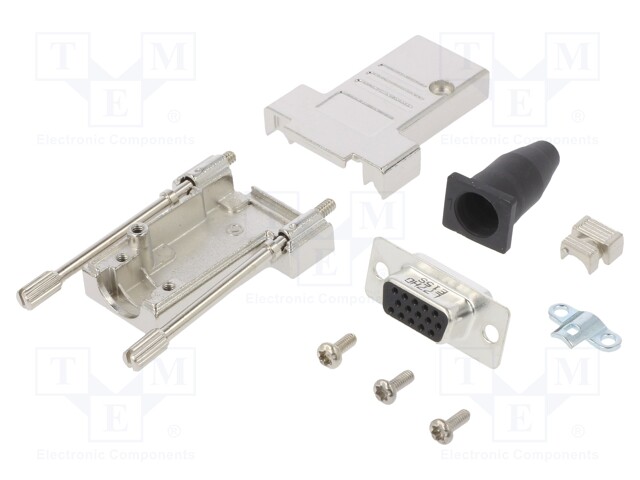 D-Sub HD; PIN: 15; female; shielded,with strain relief; straight