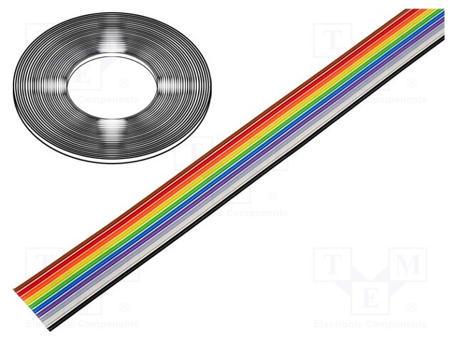 Wire: ribbon; 1.27mm; stranded; Cu; 10x28AWG; unshielded; PVC; 300V
