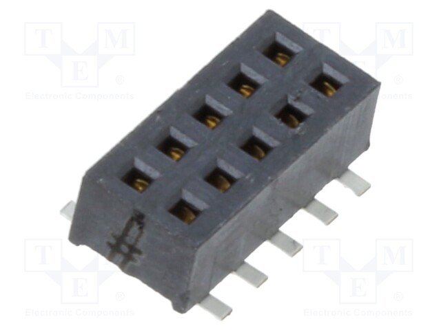 Connector: pin strips; female; PIN: 10; 1.27mm; gold-plated; SMT