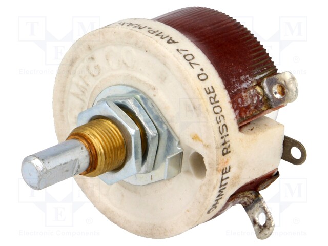 Potentiometer: shaft; single turn; 50Ω; 25W; 6.35mm; wirewound