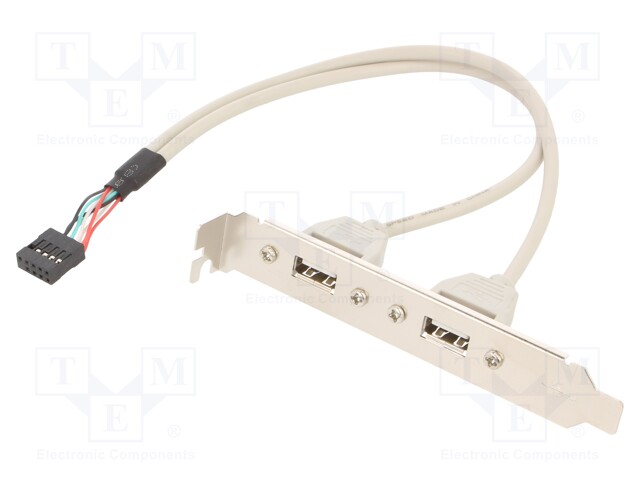 Transition: adapter; USB A socket x2,10pin pin header; 0.15m