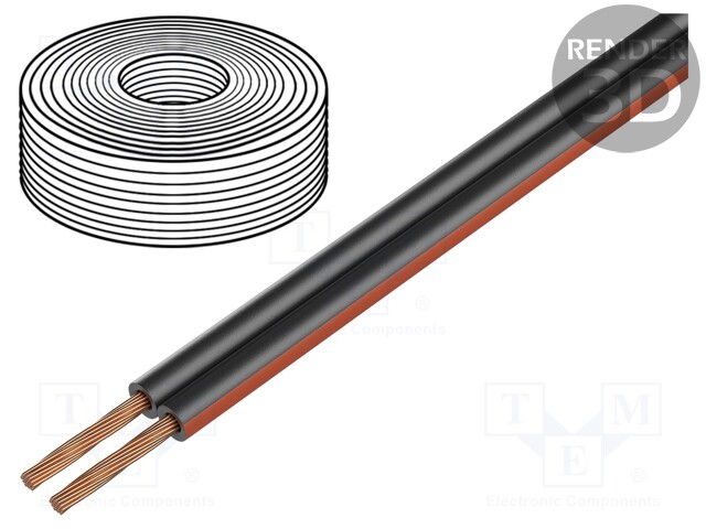 Wire: loudspeaker cable; TLYp; 2x1mm2; unshielded; PVC; black